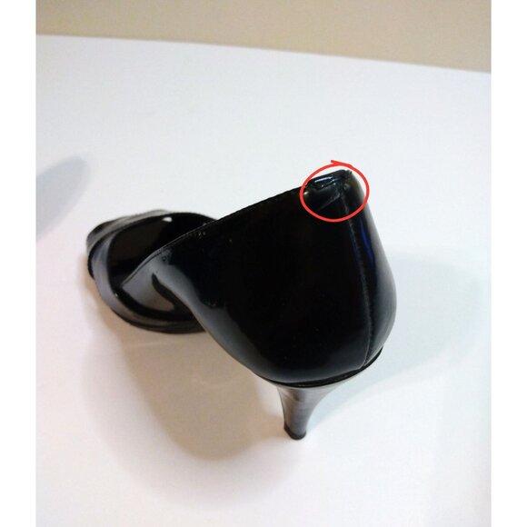 Gianni Bini Glossy Black Open Toe Heels Size 7 - Picture 5 of 6